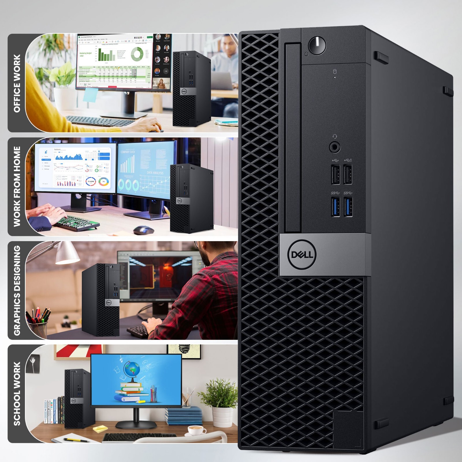Dell SFF Desktop PC Intel i5-6500 32GB Ram 1TB SSD 2TB HDD New 22" LED Win10 Pro
