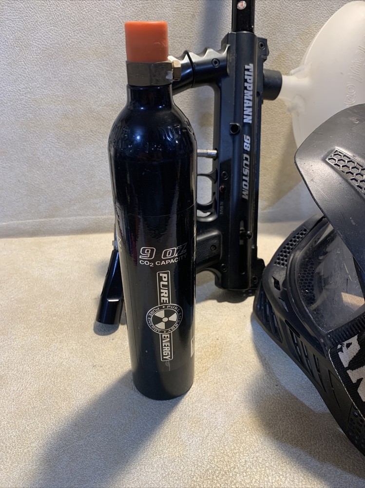 Tippmann 98 Custom Paintball Gun + Hopper + mask