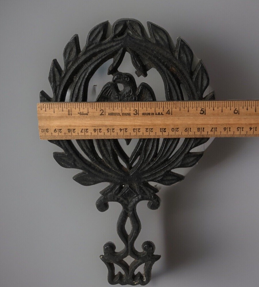 Vintage Cast Iron Trivet With Eagle Image