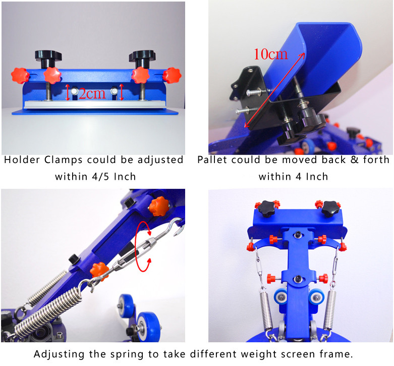 6 Color Screen printing kit Shirt Press Printer & 6 pcs Screen Frame / Squeegee