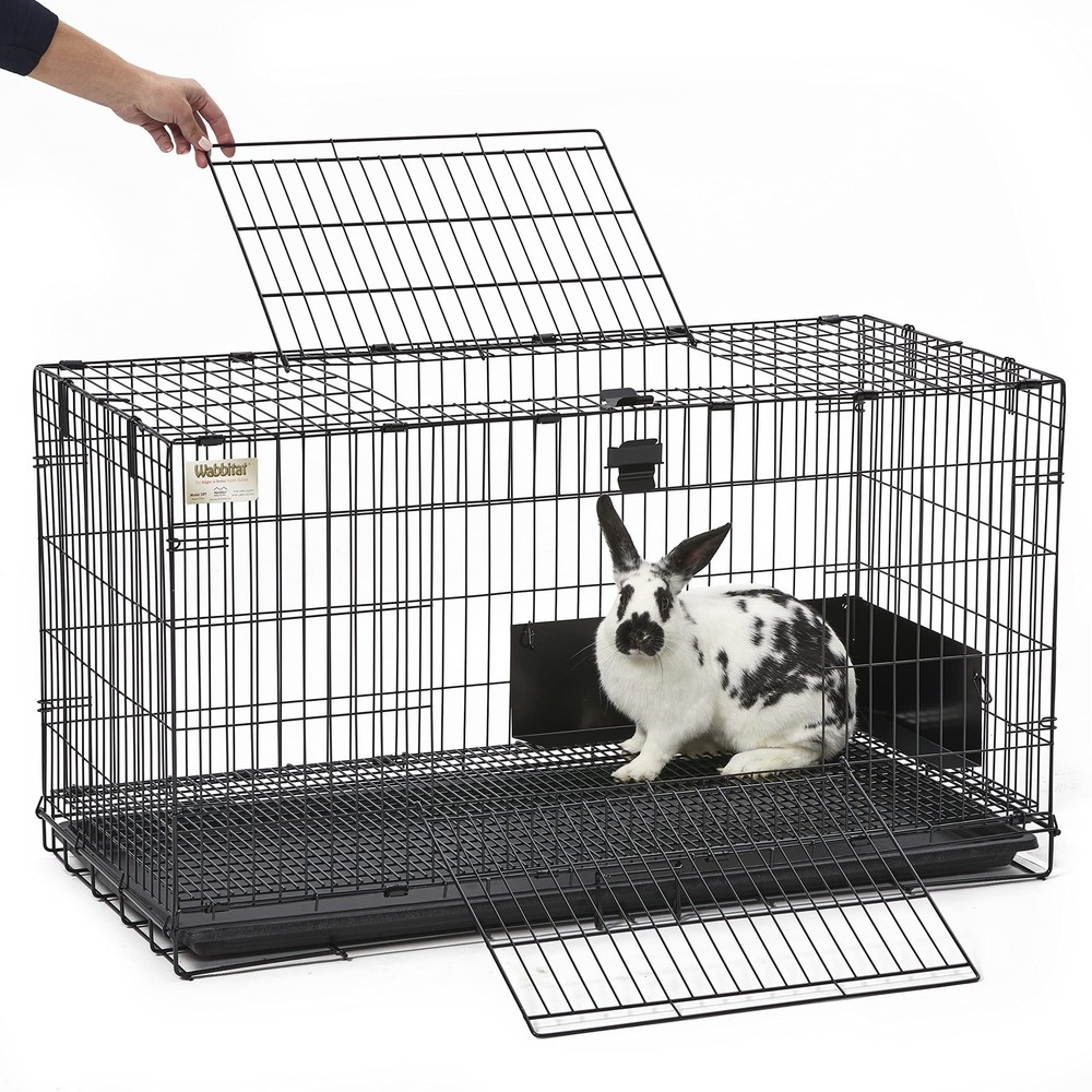 Spacious Black Rabbit Habitat Cage Easy Assembly One Hand Operation Midwest