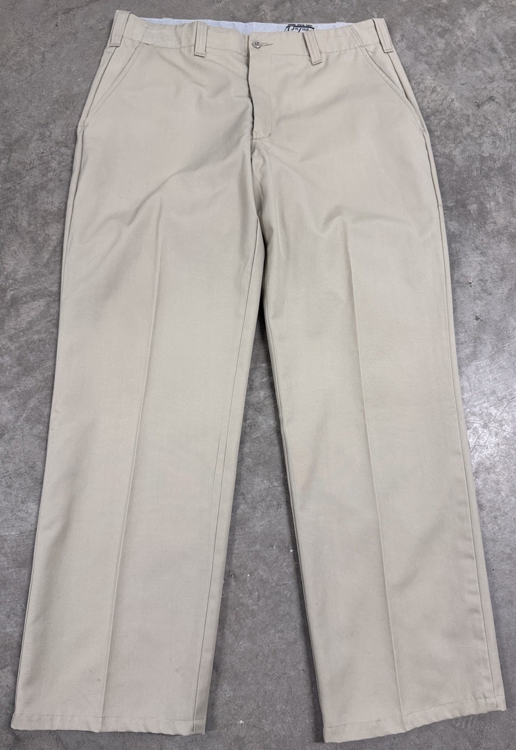 Vintage 1960s 1970s Workwear Slacks Trousers Men 35x30 Tan Sta-Prest Pants NEW