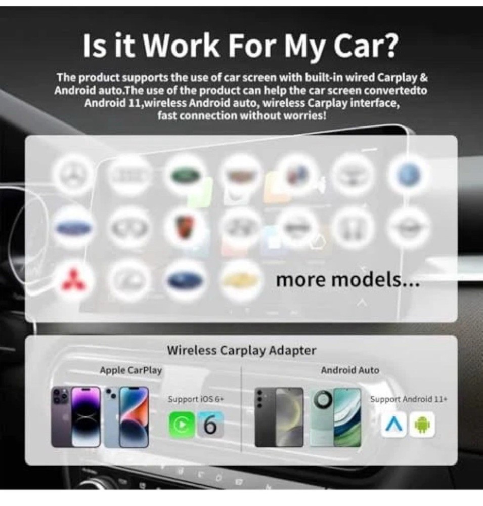 Wireless CarPlay Adapter for Android Auto - 3 in 1 Screen Mirror Android auto