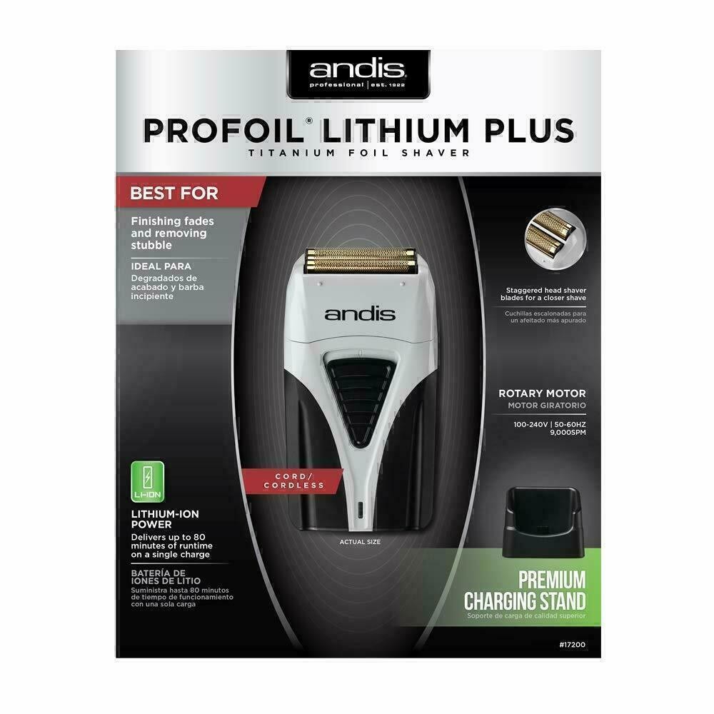 New Andis #17200 Titanium Foil Shaver Profoil Lithium P Razor + Charging Dock US