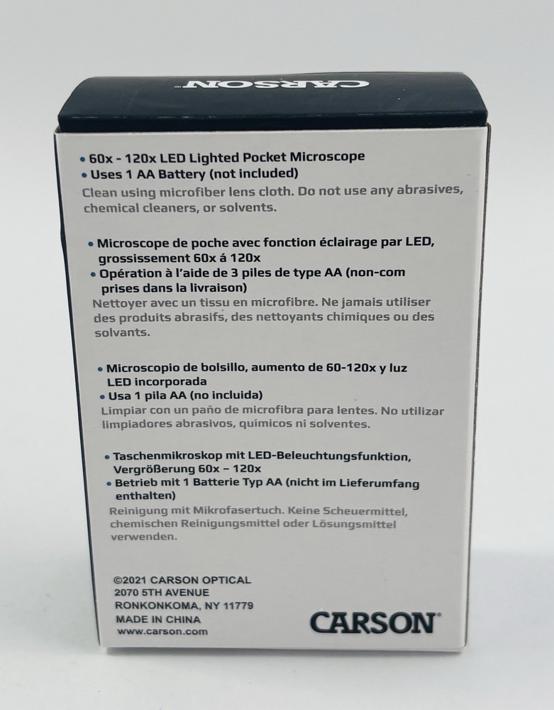 Carson MicroBrite Plus 60x - 120x LED Lighted Zoom Pocket Microscope