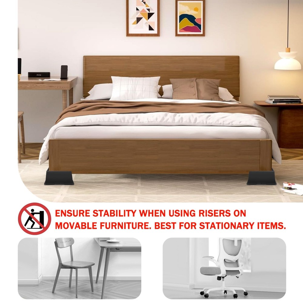 Bed Risers 3 Inch Heavy Duty,Oversized Couch Risers, Extra Wide Furniture Ris...