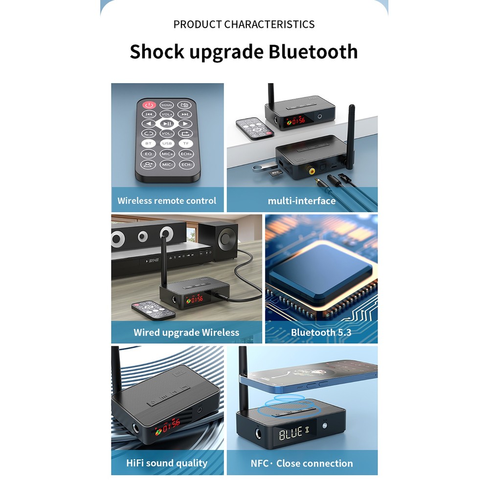Wireless NFC Bluetooth 5.3 Audio Receiver NFC HiFi Music Adapter