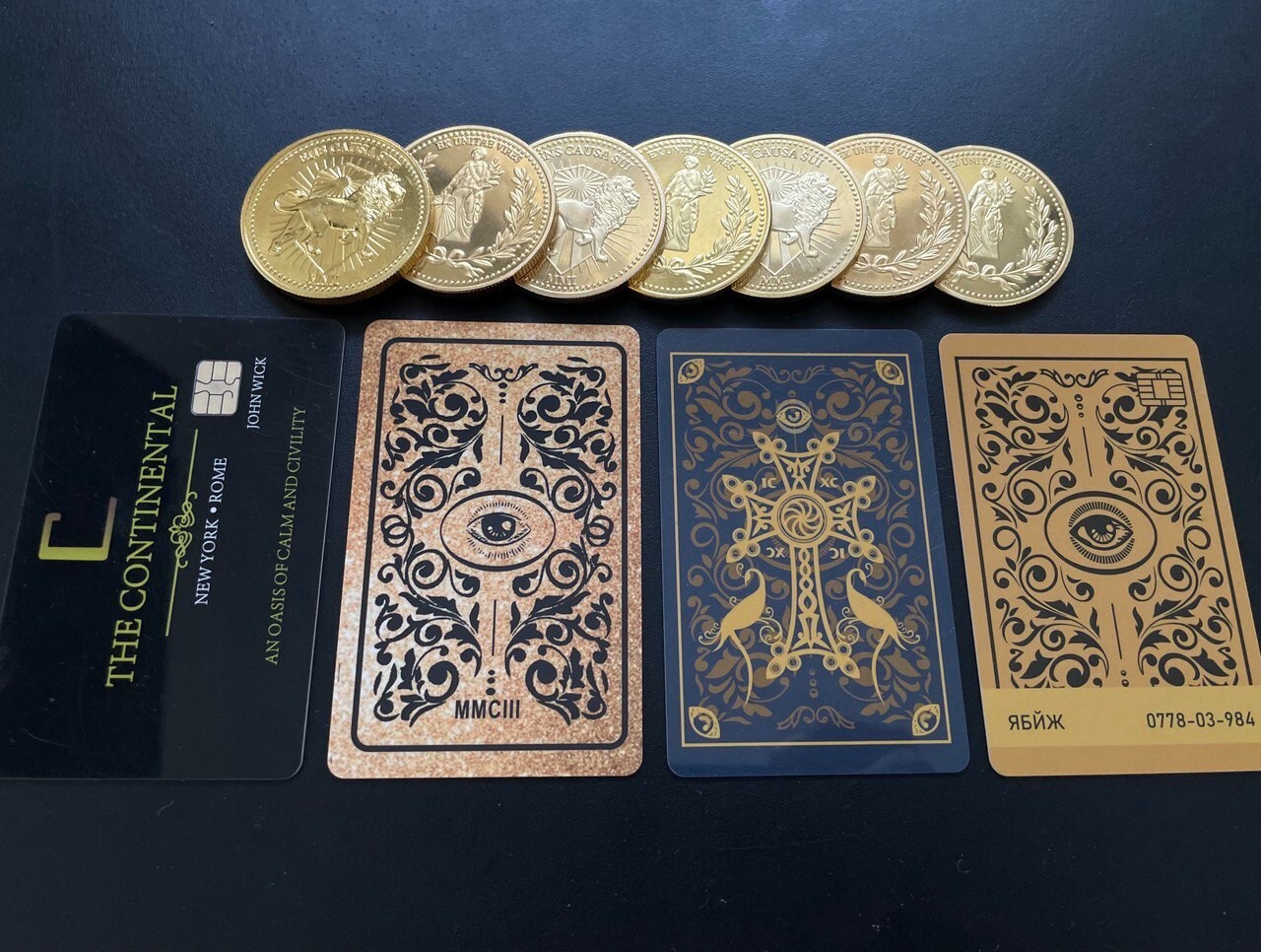 Continental Gold coin card set John wick coin Blood oath marker prop Tarasov