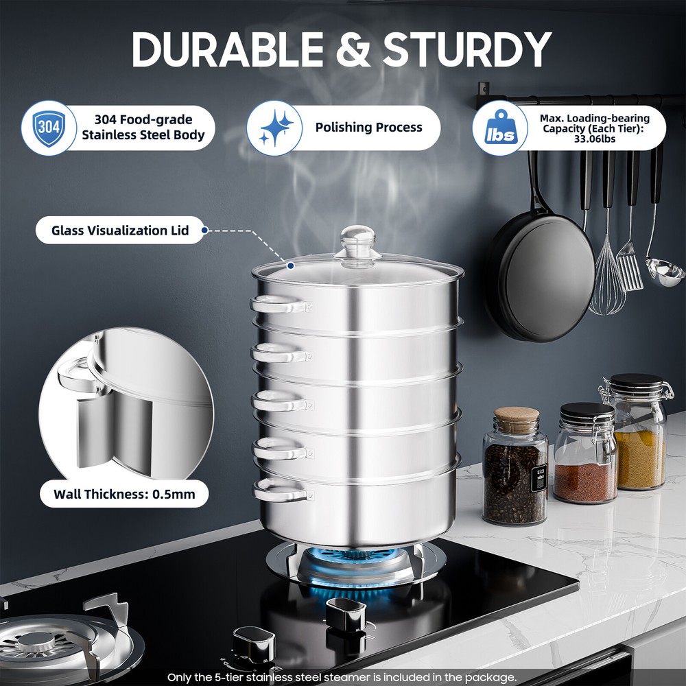 5 Layers 28cm Pot Steamer Multi-Layer Cookware Pot Cookware Stainless Steel Pot