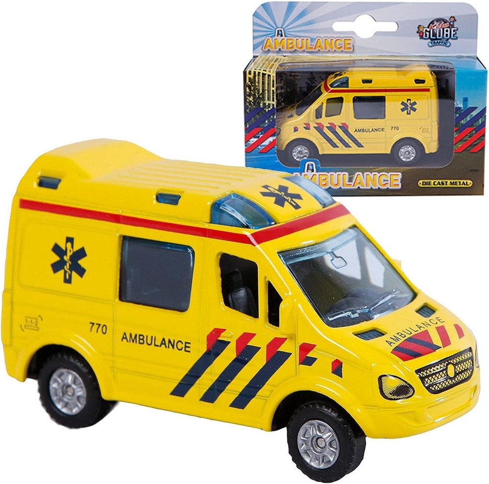 Speelgoed 520085 Car Diecast Pull Back Ambulance, 8 cm