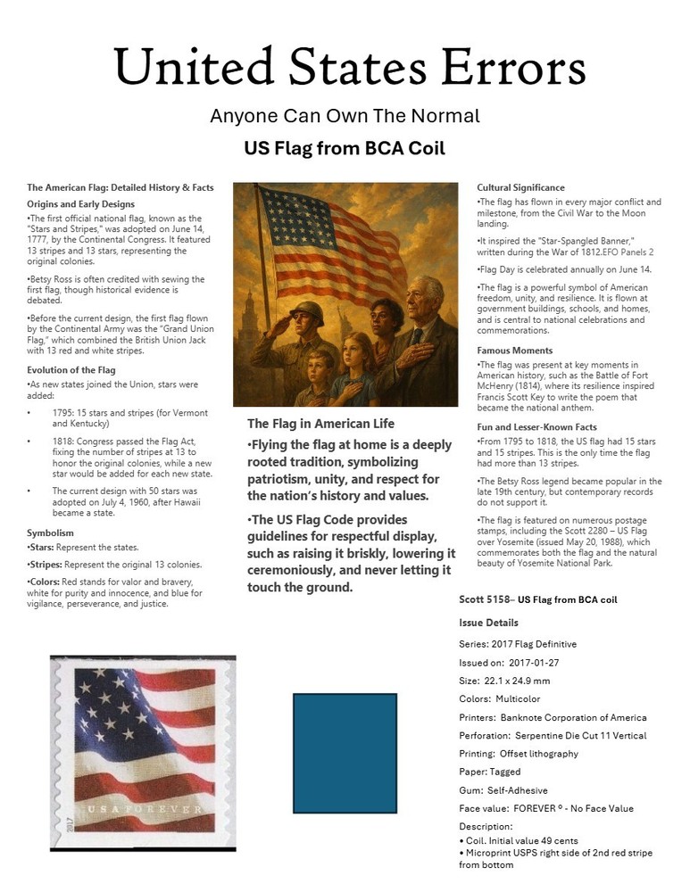 Centsational Custom Presentation Panel For Error SN 5158 - 8.5” X 11”