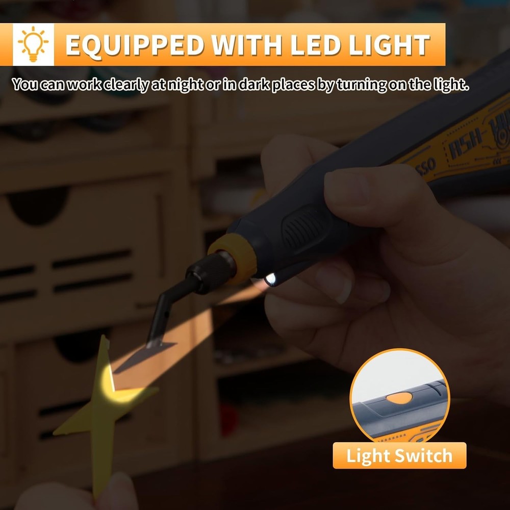 Mini Reciprocating Detail Sander USB Rechargeable Variable Speed LED Blue