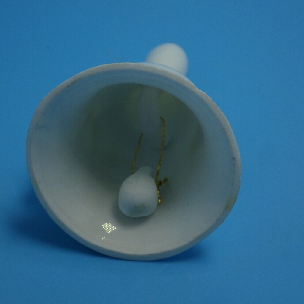 Ceramic Bell Raised Blue Flower Daisy Small White Bone China