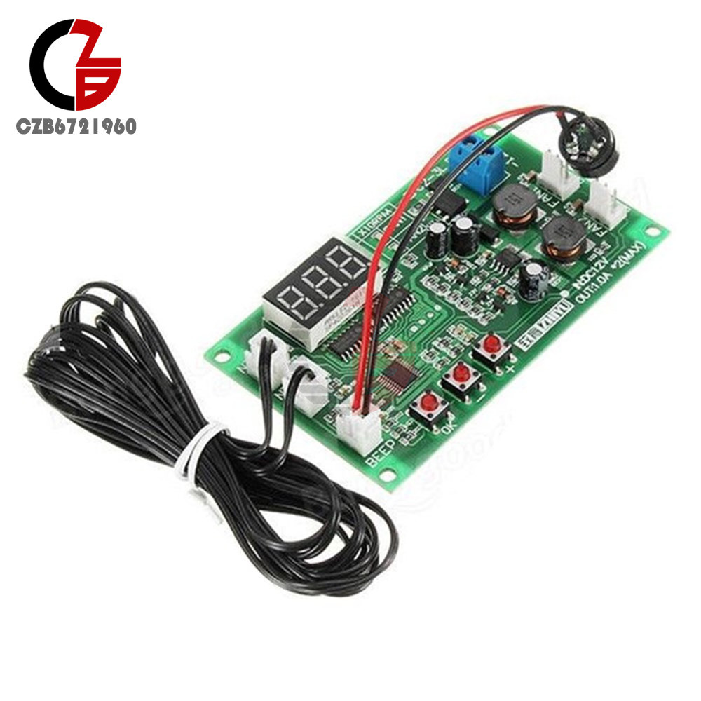 12V Fan Dual Ways 3-wire Digital Display Temperature Thermostat Speed Controller