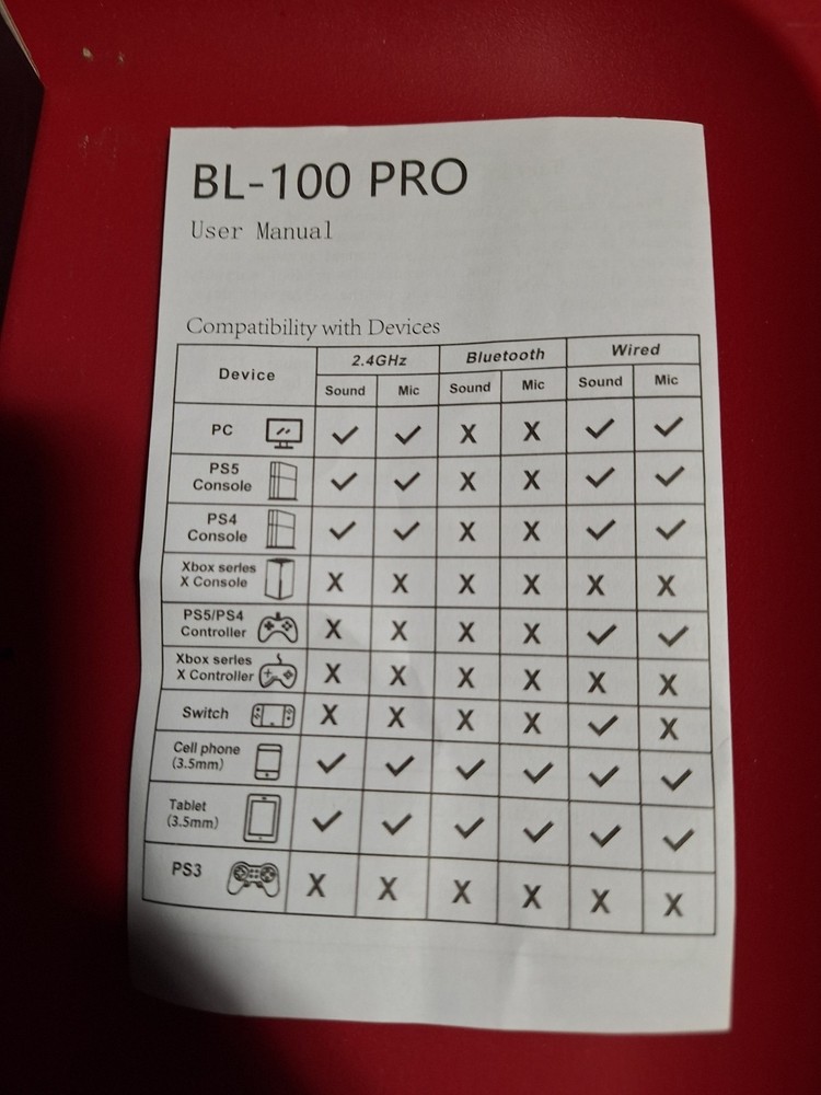 Acinaci BL100 PRO Wireless Gaming Headset Bluetooth/2.4hz - Please Read (TESTED