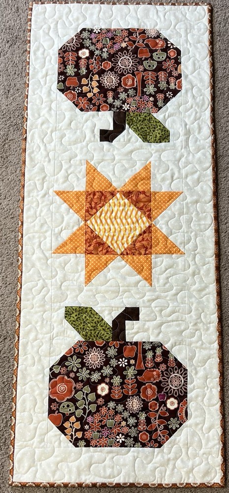 Handmade Quilted Table Runner/Topper ~15" x 37"~Fall~Pumpkins
