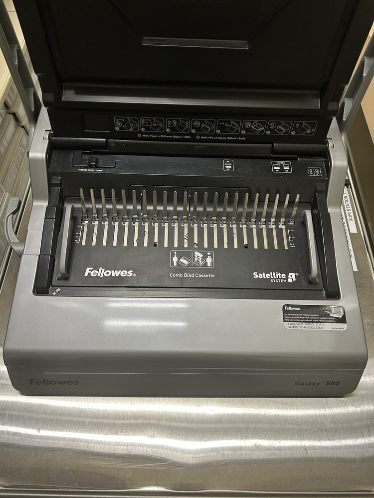 Fellowes Galaxy 500 Comb Binding Machine Gray CRC 52182 Office Document Binder