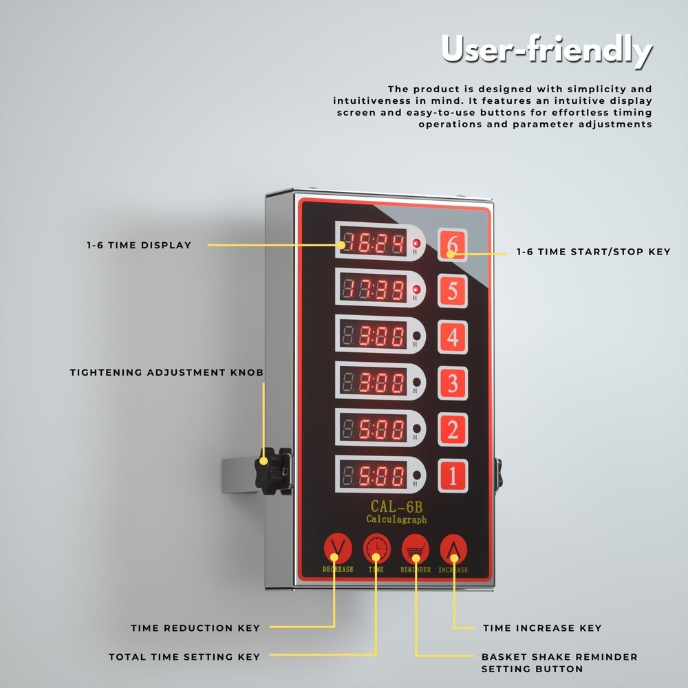 Commercial Kitchen Timer with 6 Channels, Professional LED Digital Timer for ...