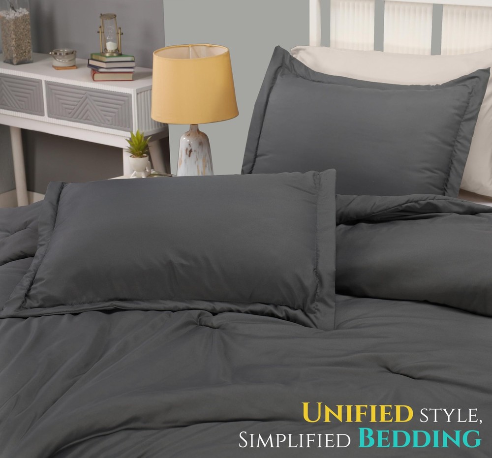 Queen Comforter Set 3 Piece Grey by , Comforters Queen Size, Bedding Comforte...