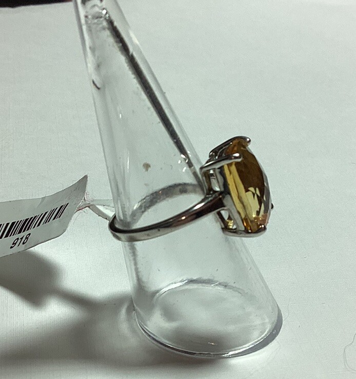 Sterling Silver .925 Citrine Ring (7) & Matching Earrings