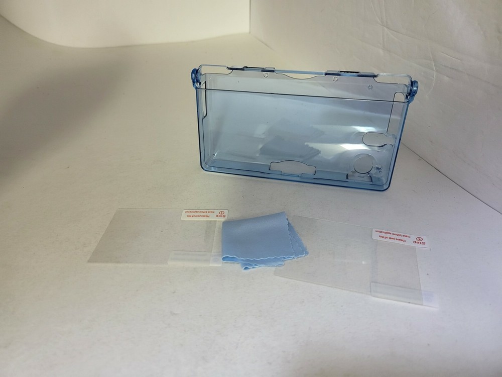 NEW Transparent Clear Blue Shell Case W/Screen protectors for Nintendo DSi #E4