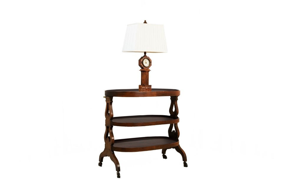 Exquisite Rolling Bar Cart / Dessert Cart with Embedded Lamp & Clock