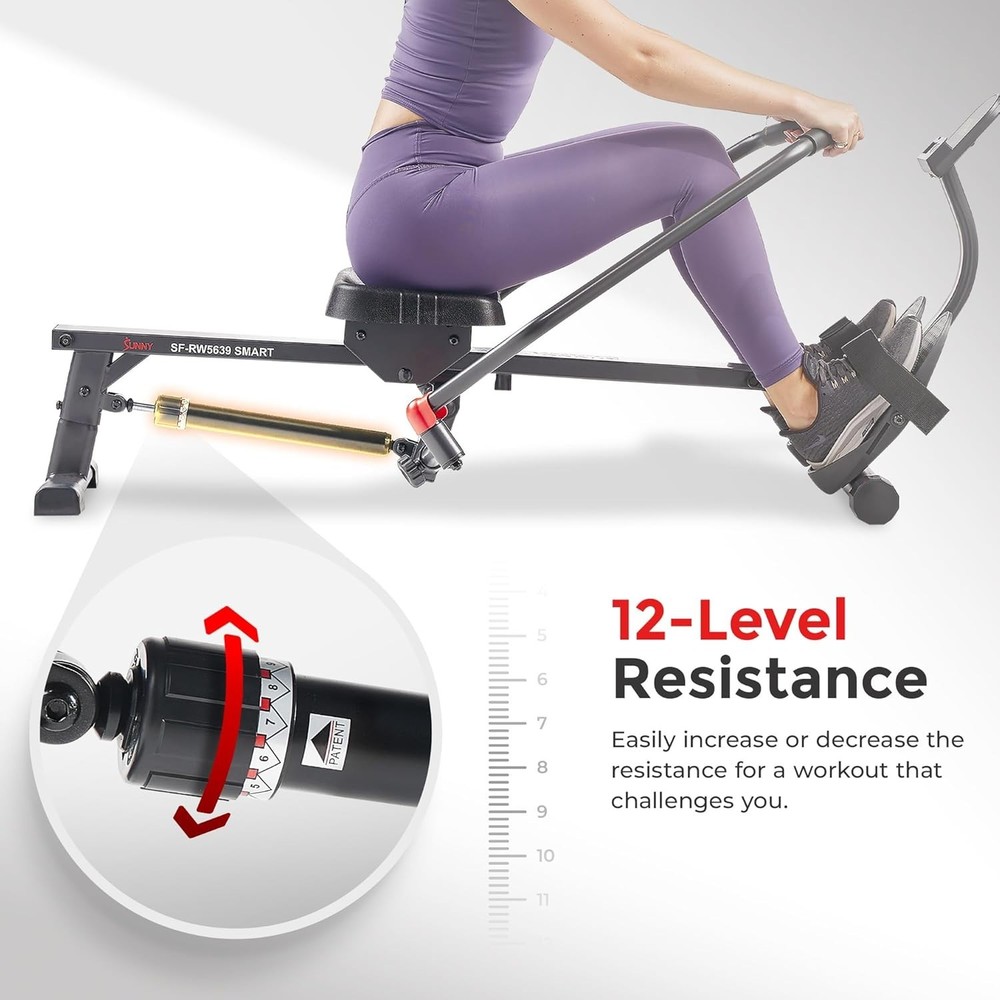 Full-Motion Rowing Machine w/Adjustable Resistance, Low-Impact Full-Body Work...