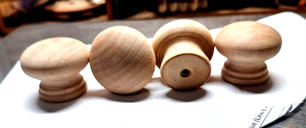 10 PIECES NEW UNFINISHED MAPLE 1 1/2" ROUND WOOD CABINET KNOBS / PULLS KM