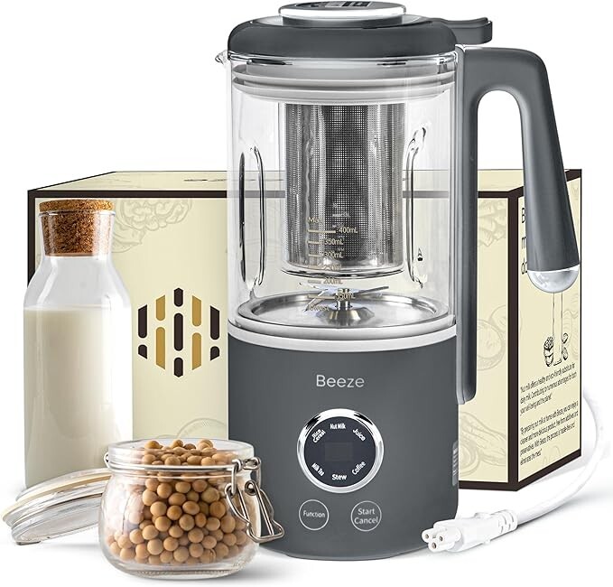 BEEZE Automatic Nut Milk Maker - 14oz Nut Milk Maker Machine - Gray