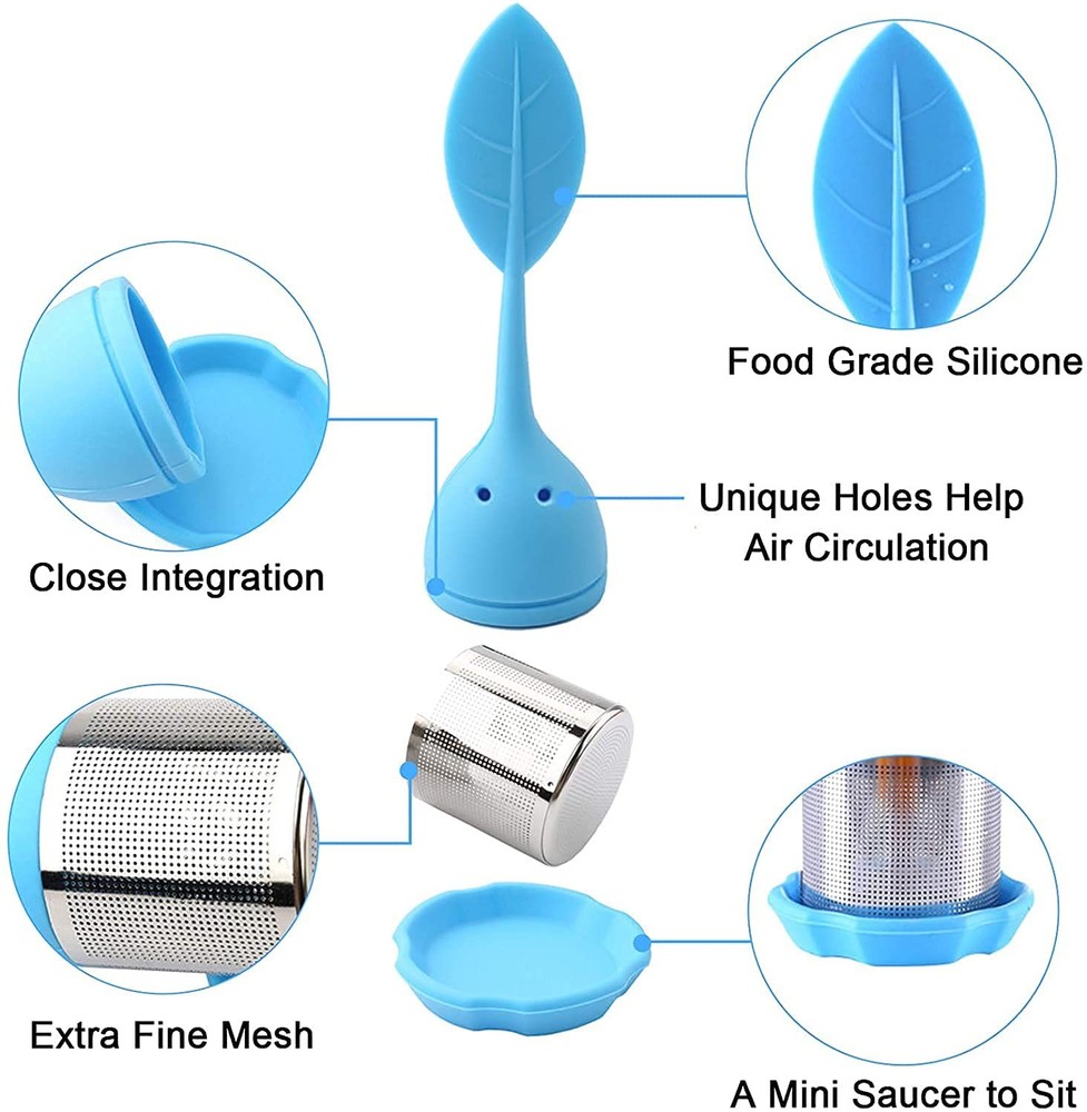 4Leaf Silicone Tea Infusers - 4 Pack Extra Fine Mesh Loose Leaf or Herbal Tea...