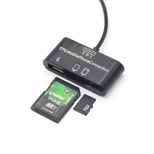 Multifunctional Memory Card Reader 3 IN 1 Micro-USB TF SD Card OTG Card Reader