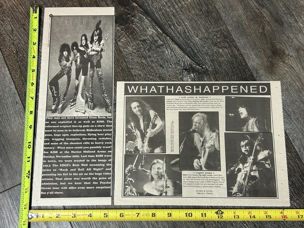 KISS Concert Ad Advert Buffalo NY Psycho Circus Lot Nov 29 1998 Vintage Kiss