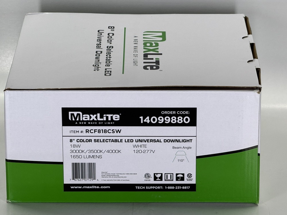MaxLite RCF818CSW 8" Color Selectable LED Universal Downlight - NEW