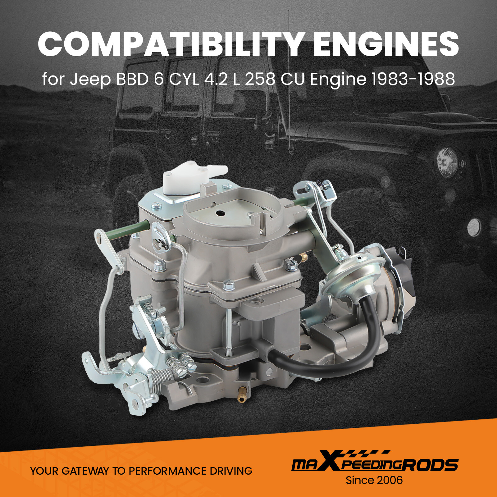 2 Barrel Carburetor For Jeep Wrangler Cj5 Cj7 Cherokee BBD 6 CYL 4.2 L 258 CU