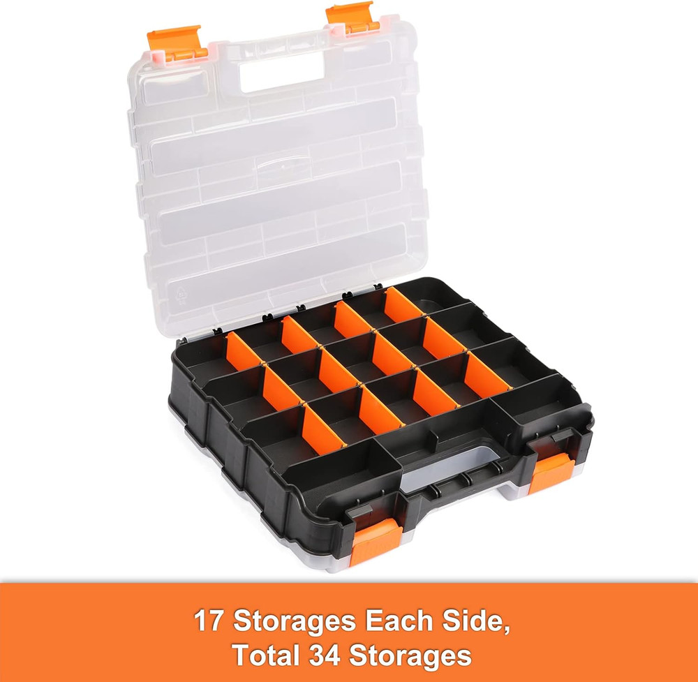 Double Side Tools Organizer, Customizable Removable Plastic Dividers, Hardware B