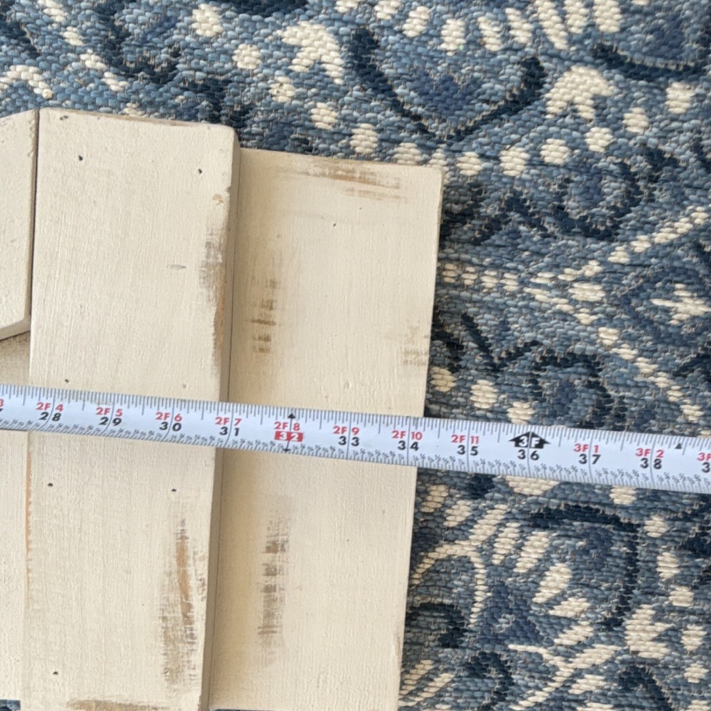 Beige Solid Wood Window Shutters Pair, Solid Panel, 35" x 11", Hand Made- Rustic