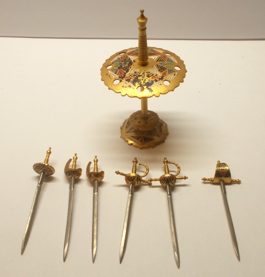 Vintage Toledo 6 Spanish Sword Cocktail Skewers Missing 2