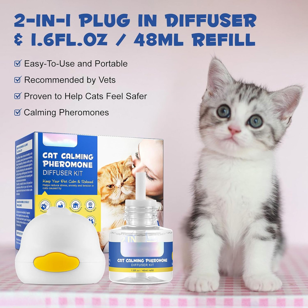 Cat Calming Diffuser Kit 30 Days, Cat Pheromones Calming Diffuser Effectively Re