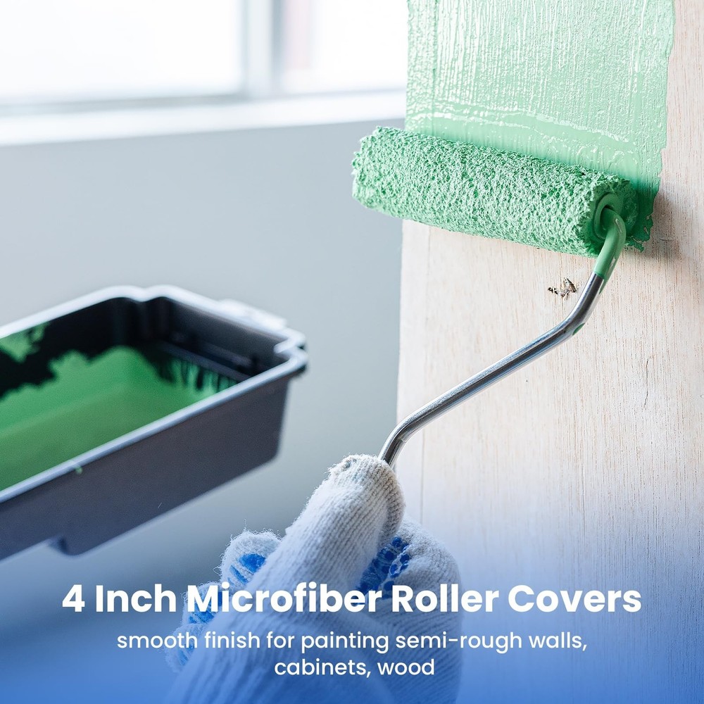 Mister Rui Microfiber Paint Roller Covers 4 Inch, 40 Pack Small Paint Roller ...