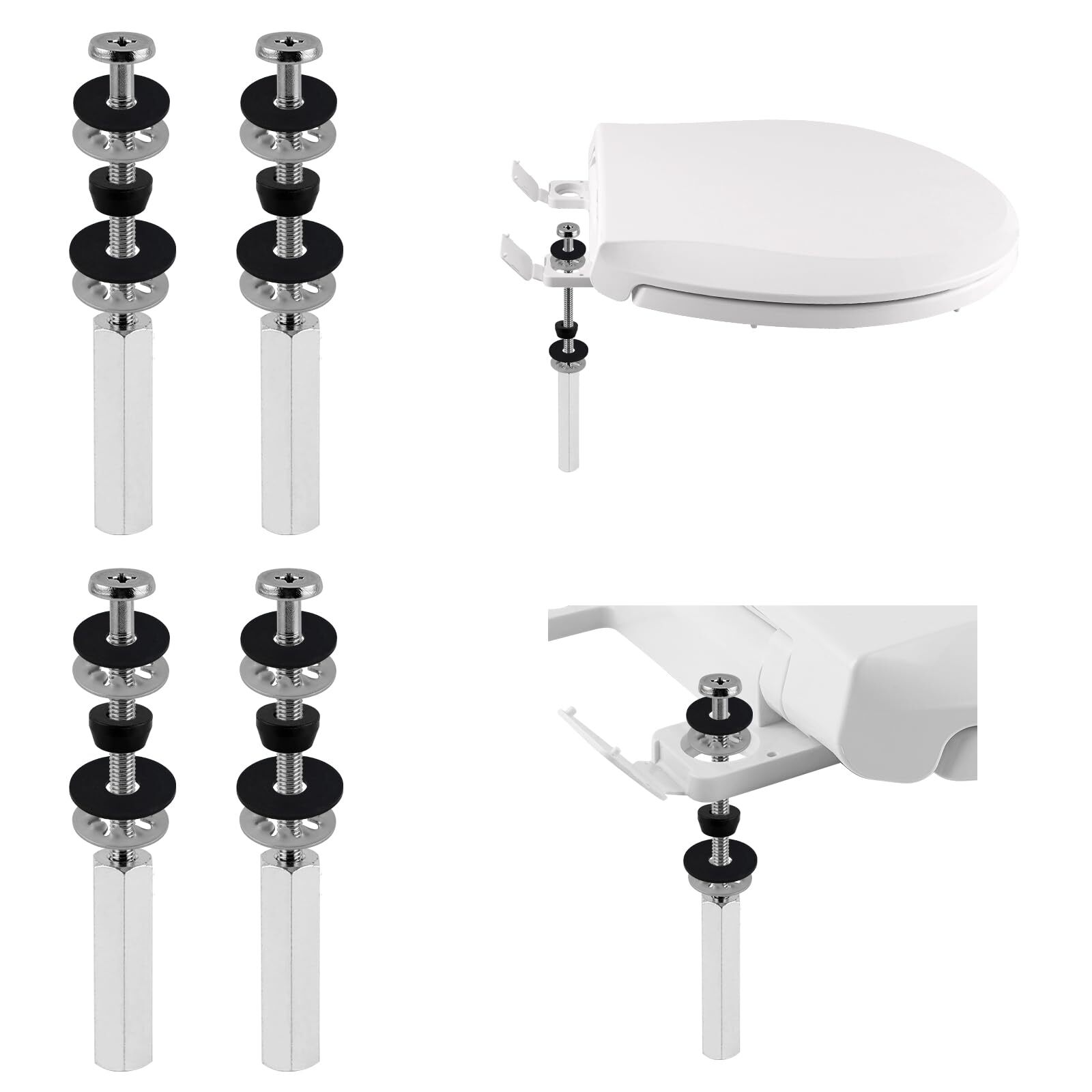 Toilet Seat Screws,Stainless Steel Toilet Seat Bolts with Long Downlock Nuts