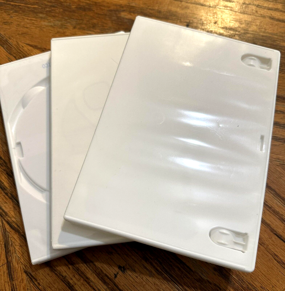 Empty WHITE Solid Standard DVD Storage Cases Lot of 3 EXCELLENT CONDITION