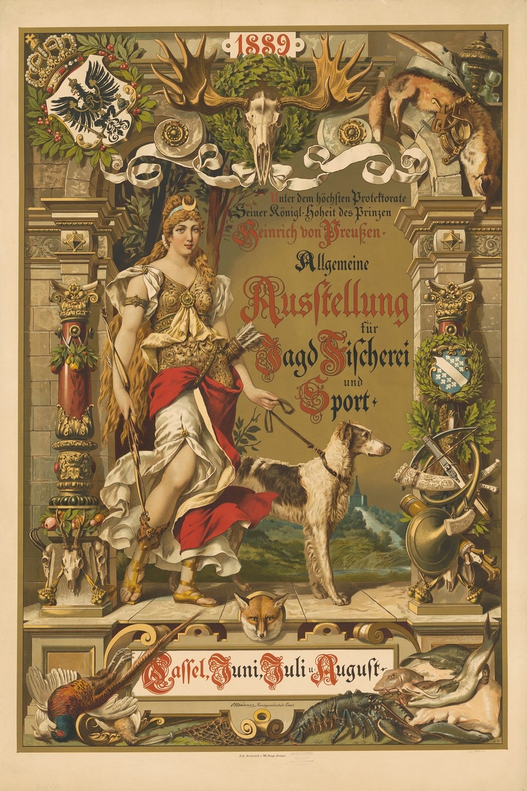 🎉 1889 Hunting Exhibition Poster - 24x36” Vintage German Art Print 🏰 New