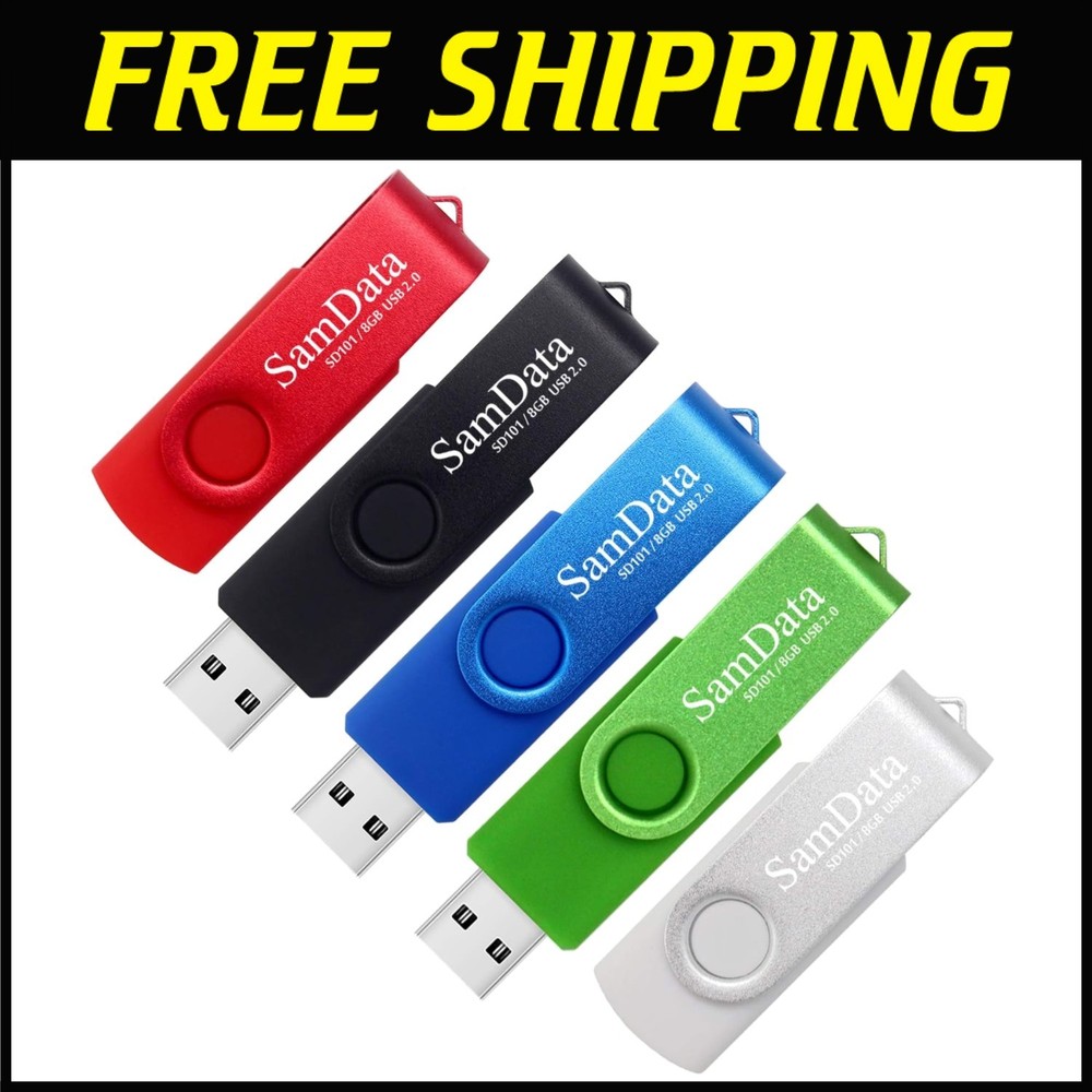 8GB USB Flash Drives 5 Pack LED Memory Stick - 5 Colors