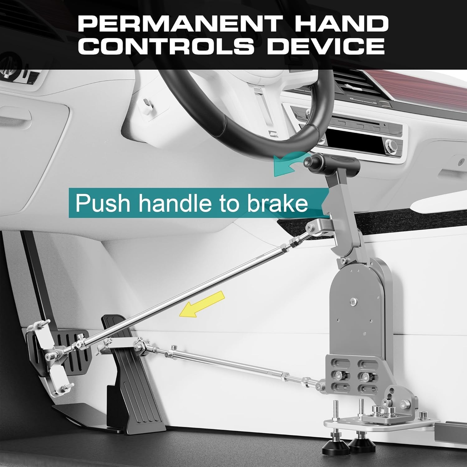 Fixed Hand Controls for Disabled Drivers, Push/Pull Car Pedal Assist Device