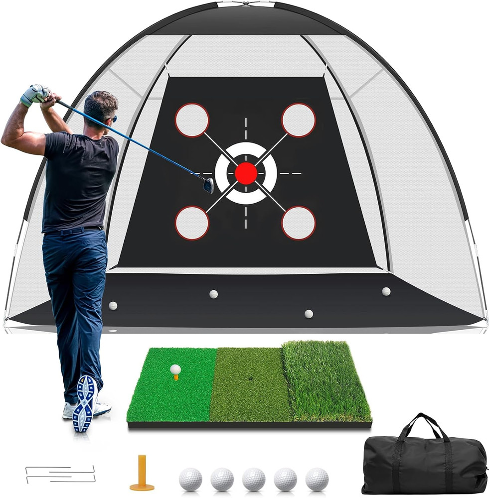 10x7 Ft Golf Practice Net with Mat - Perfect for Backyard Swing Training