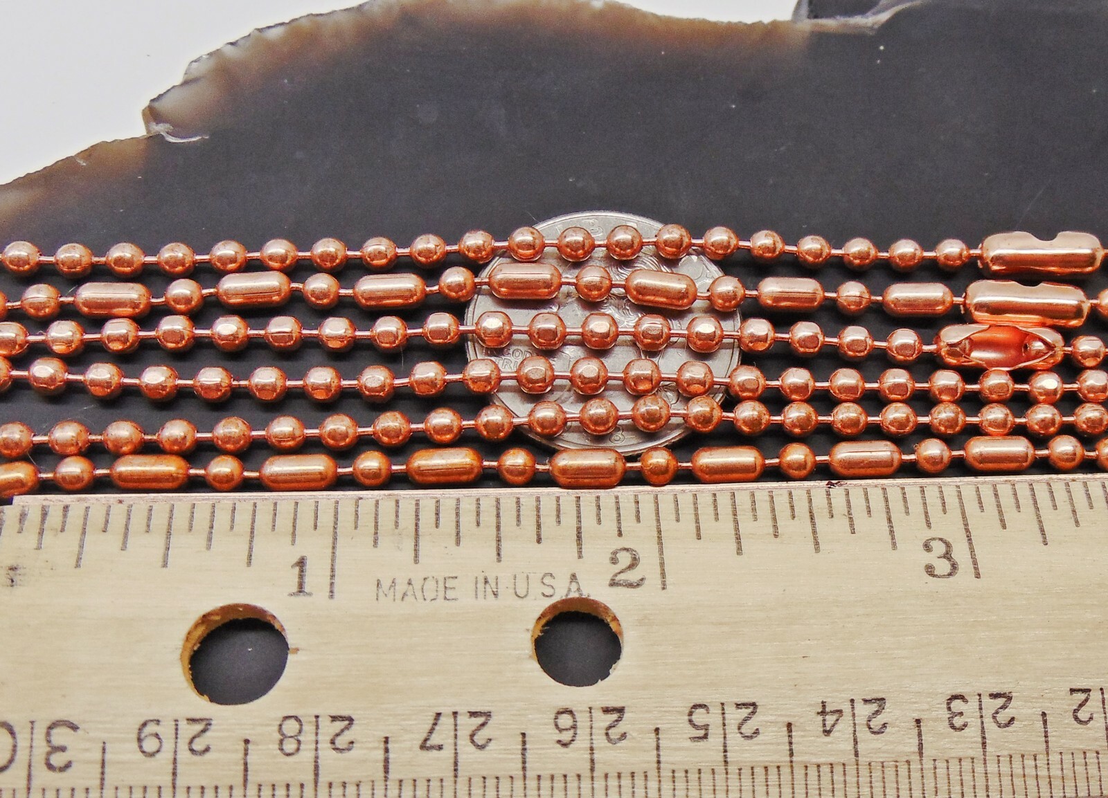3 Solid COPPER Ball CHAIN 24" Necklaces~3 Styles Chain: Round, Faceted, Ball-Bar