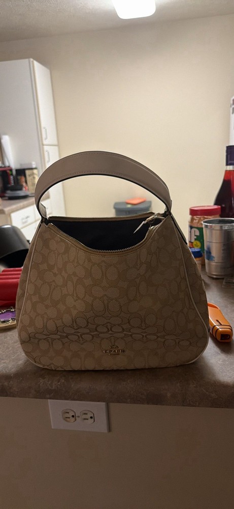 Coach Beige Logo Shoulder Bag .