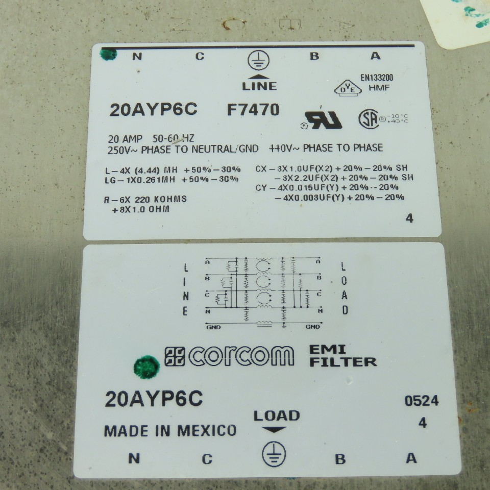 20AYP6C EMI Power Line Filter 20A 250VAC