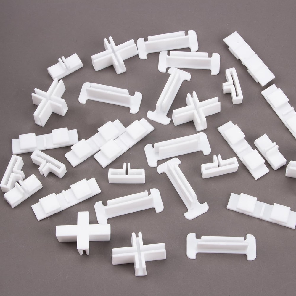 38Pcs Adjustable Drawer Divider Clips Holder Plastic Side Fixing Buckle for D...