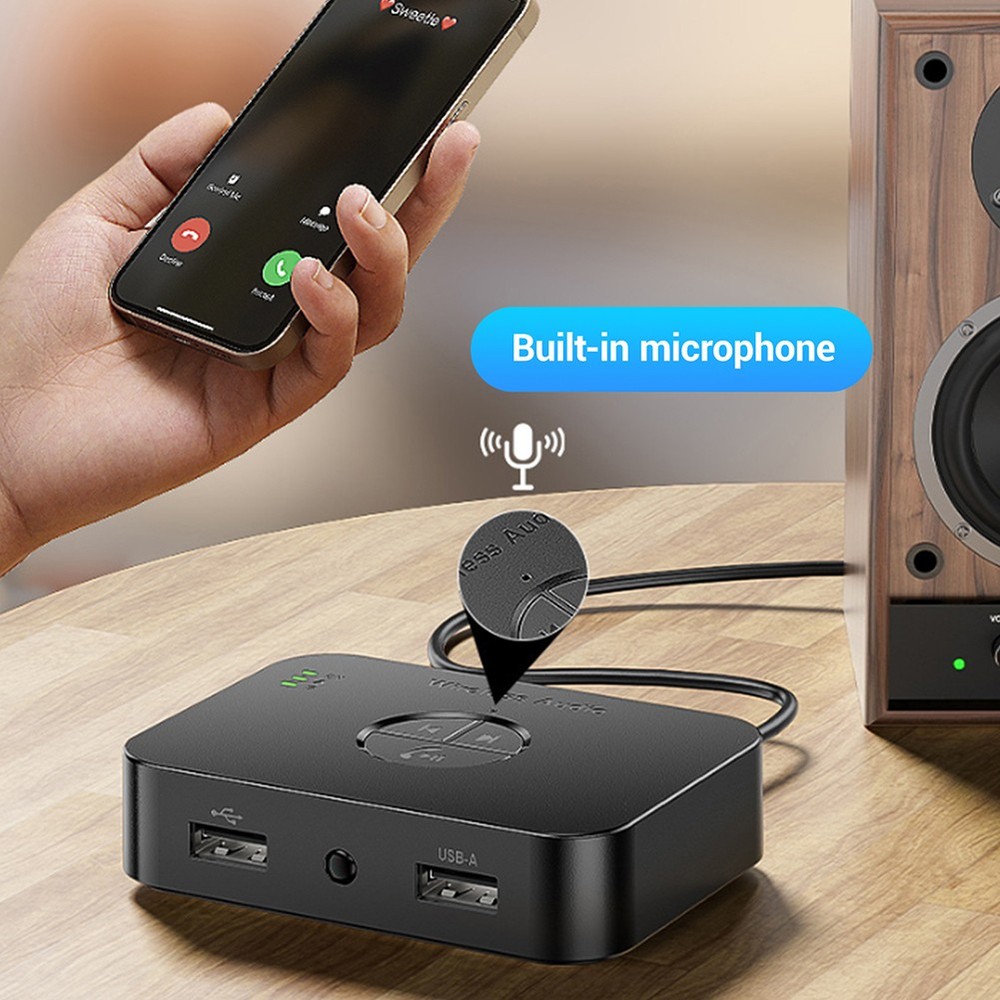 Bluetooth 6.0 Receiver Wireless Audio Adapter with Low Latency, for Speakers